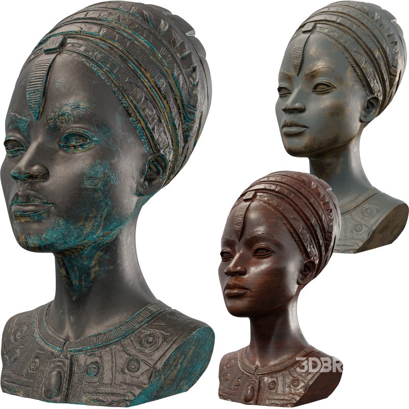 Regal African Queen Bust Sculpture Intricate Image 2