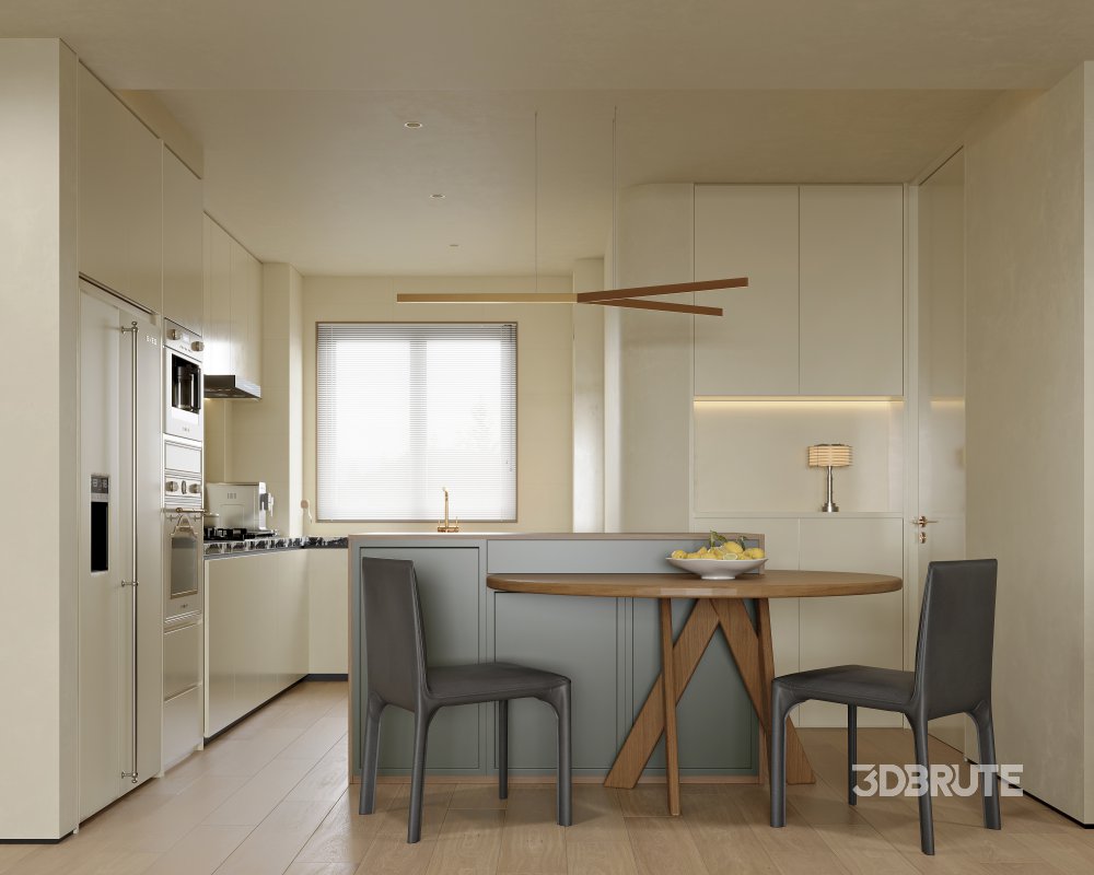 Modern living room and dining room interior scene Image 1