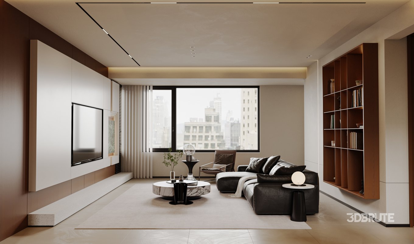 Modern living room and dining room interior scene Image 3