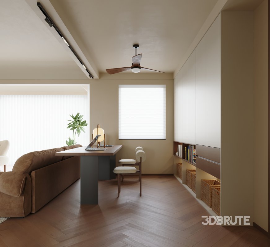 Modern living room and dining room interior scene Image 8