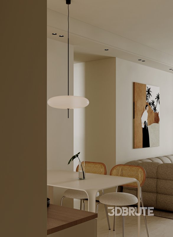 Modern living room and dining room interior scene Image 2