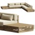 Batten Natural Teak L Shaped Outdoor Sectional - Thumbnail 2