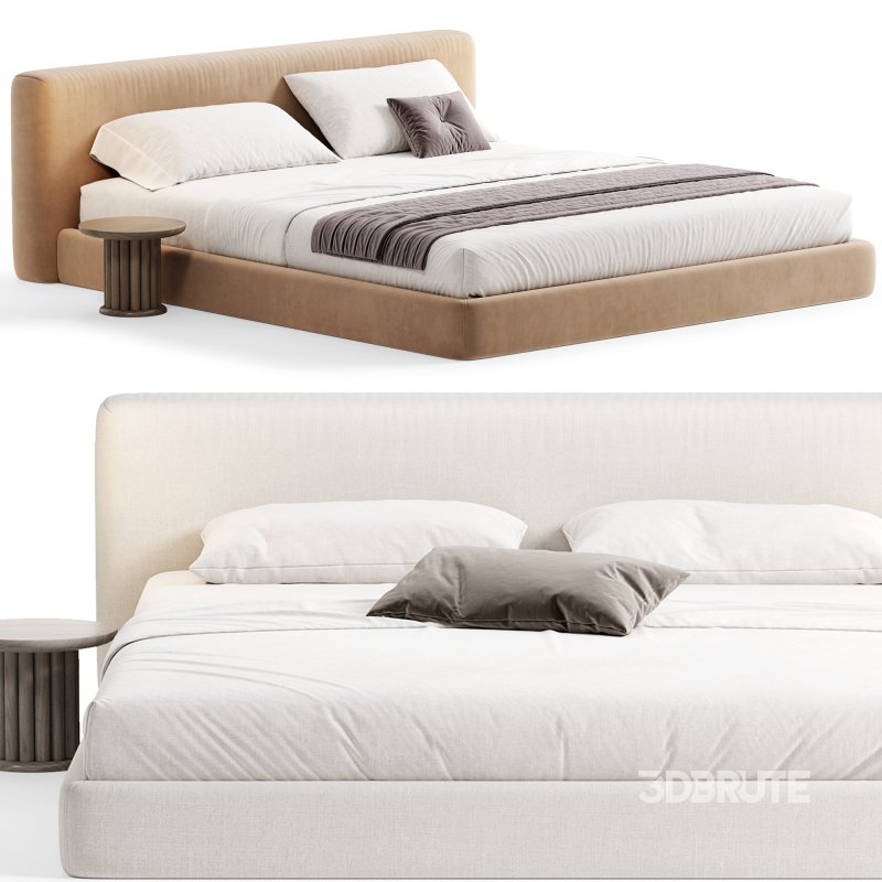 Amabilis Gray Cotton Linen Headboard Bed By Casaspace Image 4