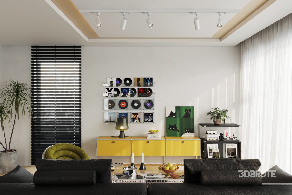 Bauhaus Memphis-style living and dining room Image 2