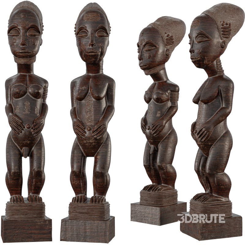 Wooden African Couple Stand Statue Image 6