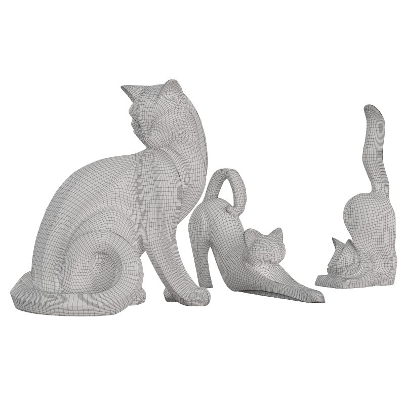 3 Cat Set Statue Image 3