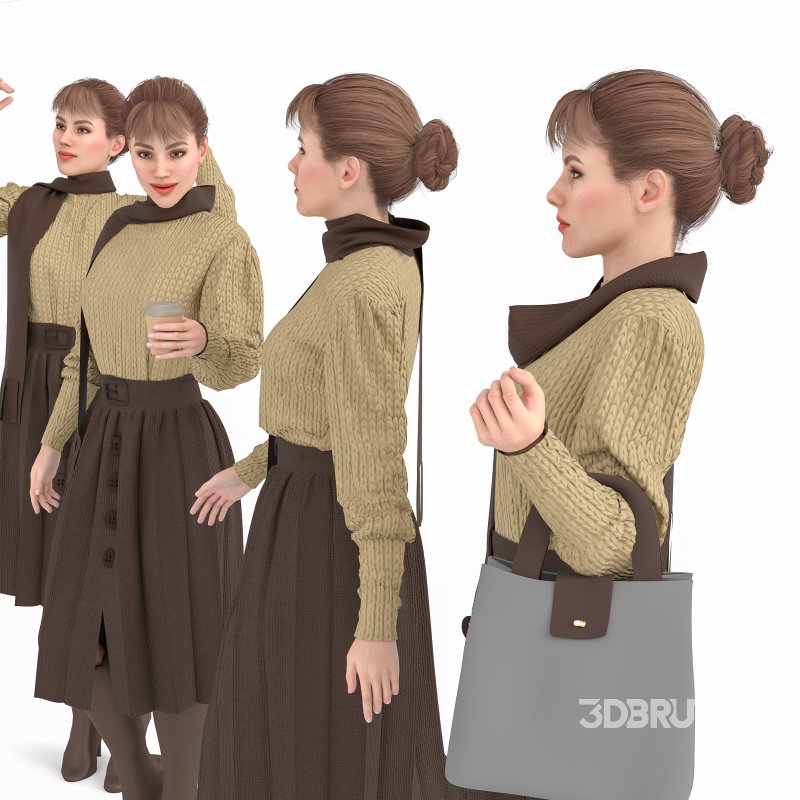 woman winter clothes in 4 poses Image 4