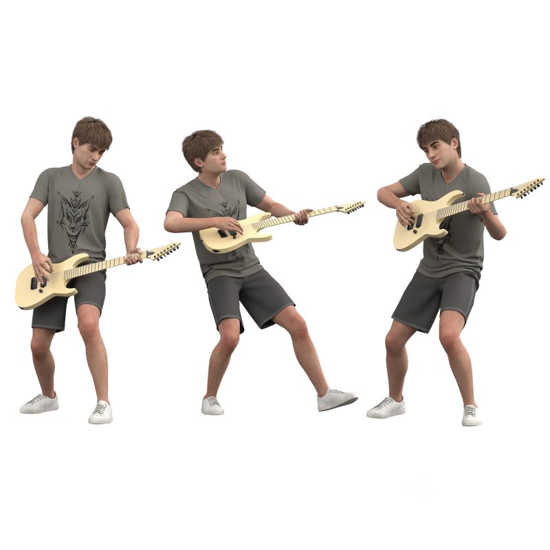 Boy Guitarist 03 Poses Image 2
