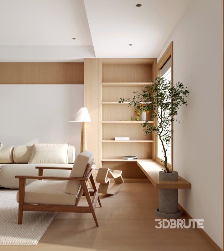 Modern living room and dining room interior scene Image 4