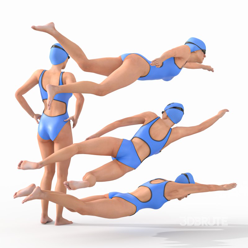 Swimmer woman 04 Poses Image 4