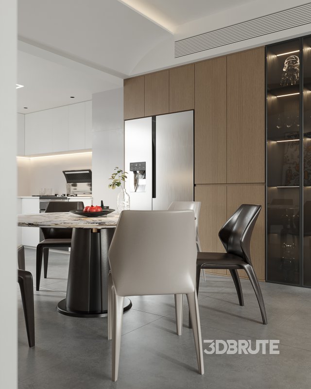 Modern living room and dining room interior scene Image 2