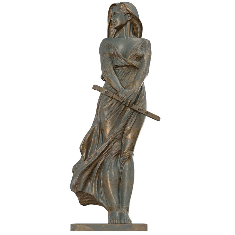 Antique Elegant Woman Sculpture with Flute Image 5
