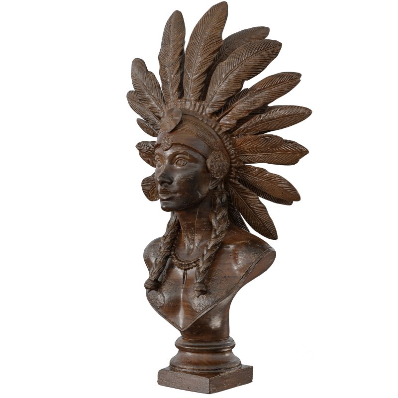 Artistic Bust with Feathered Headdress Statue Image 3