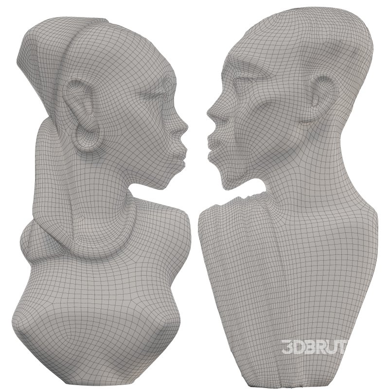 Wooden African Couple Statue Image 5