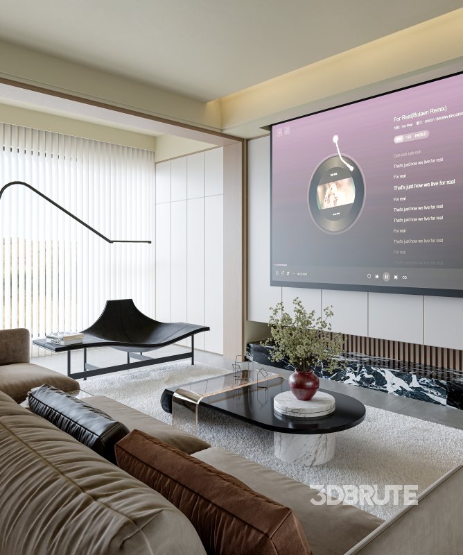 Modern living room and dining room interior scene Image 10