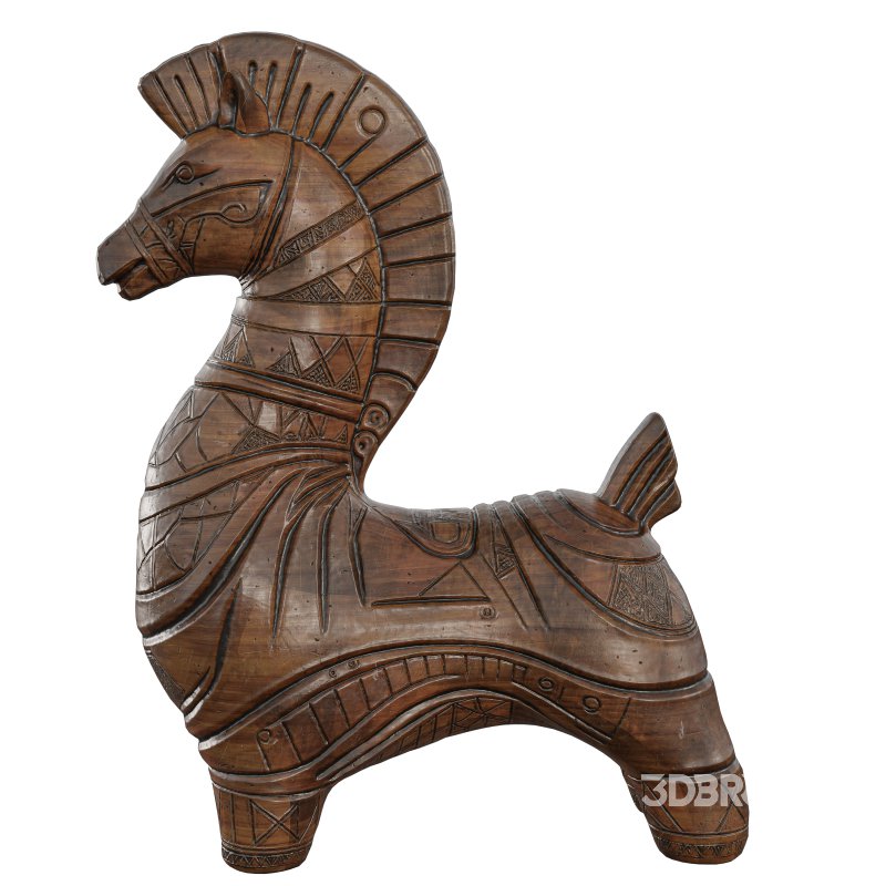 Wooden Stylized Horse Statue Image 4