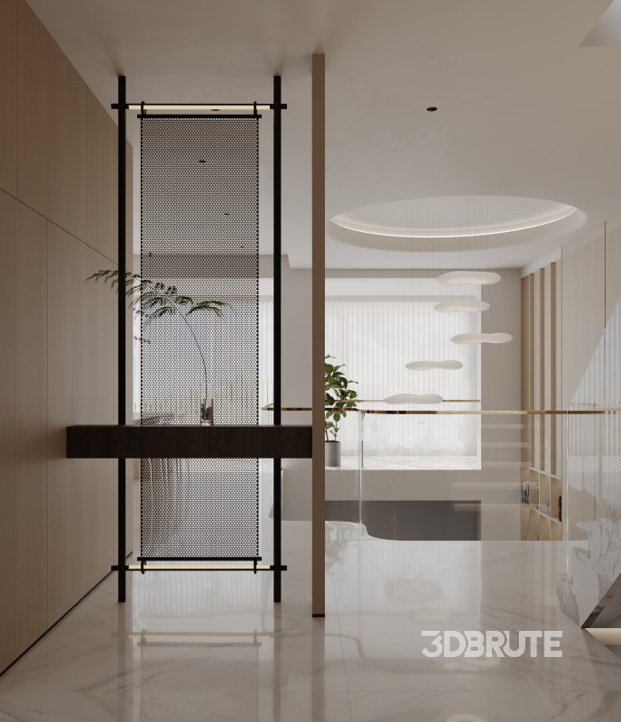 Modern living room and dining room interior scene Image 4