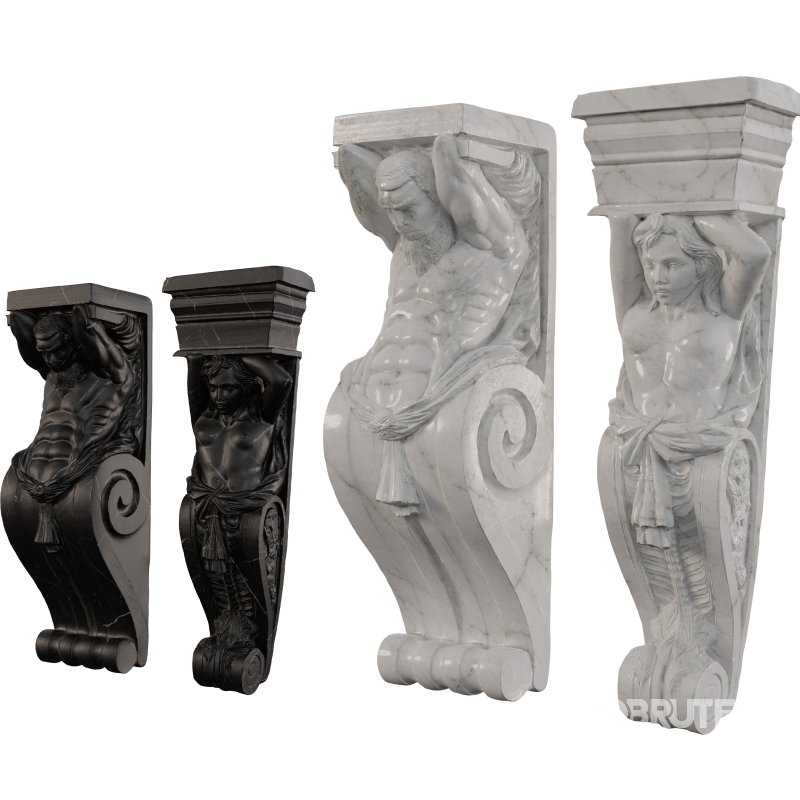 Classical MArble Corbel with Atlas Figure Image 2