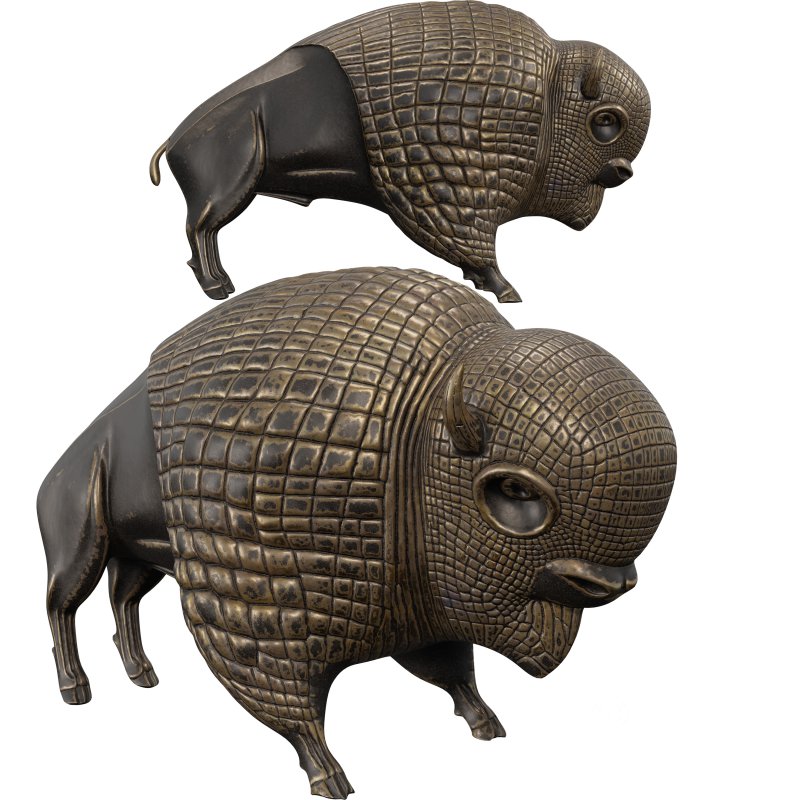 Three Stylized Cow Set Decorative Statue Image 4