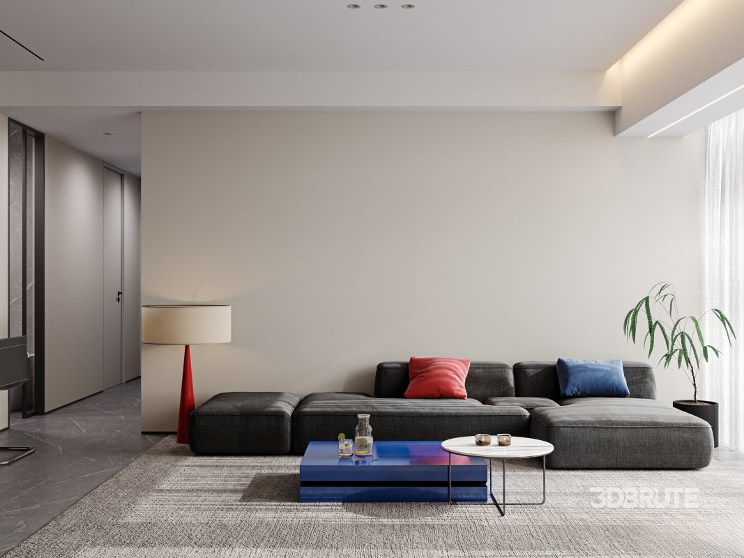 Modern living room and dining room interior scene Image 3
