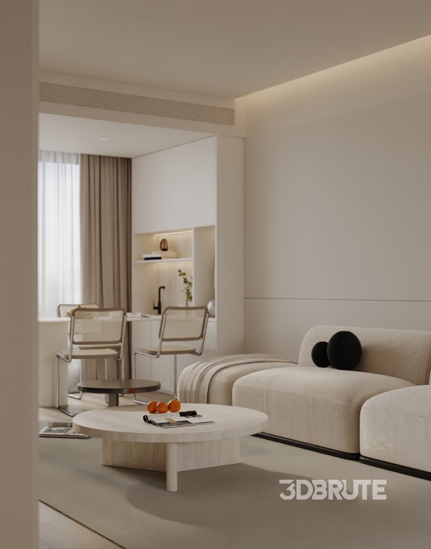 Modern living room and dining room interior scene Image 2