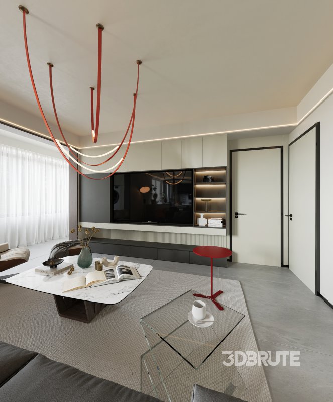 Modern living room and dining room interior scene Image 3