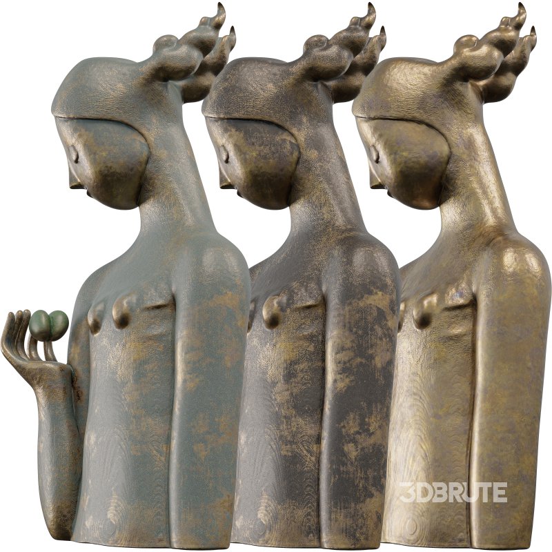 Antique Serene Offering Sculpture Image 6