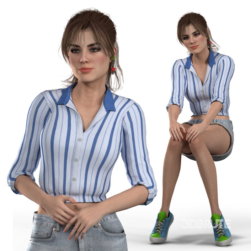 Casual Woman 4 Poses_01 Image 1