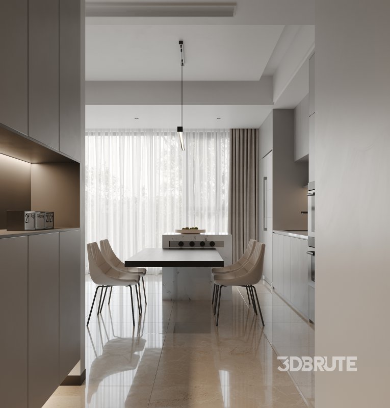 Modern living room and dining room interior scene Image 5