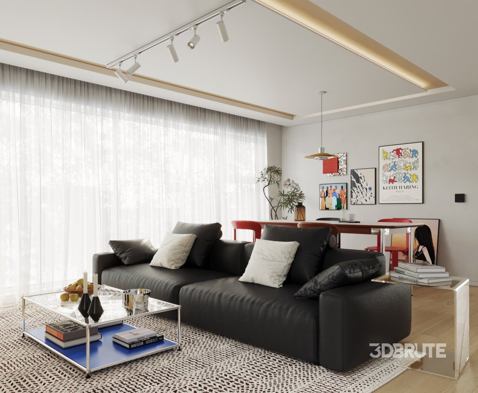 Bauhaus Memphis-style living and dining room Image 4