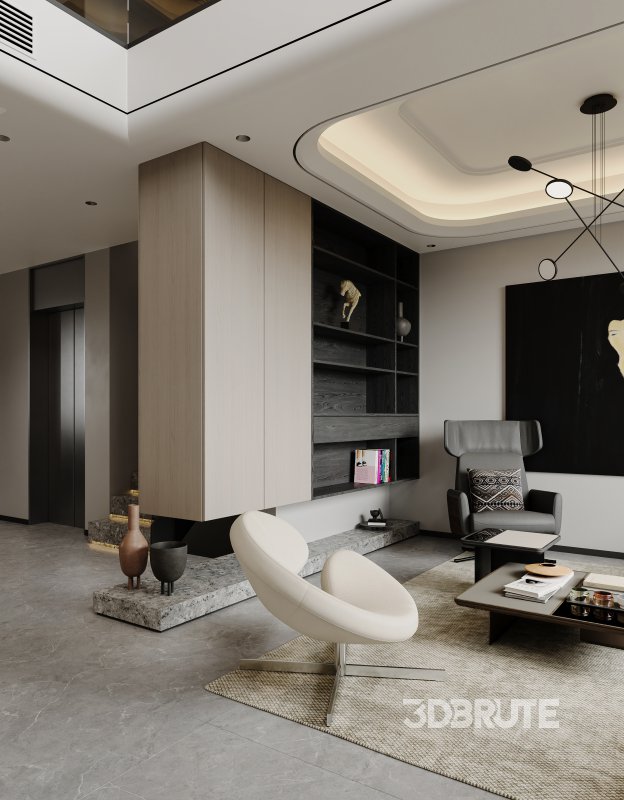 Modern living room and dining room interior scene Image 7