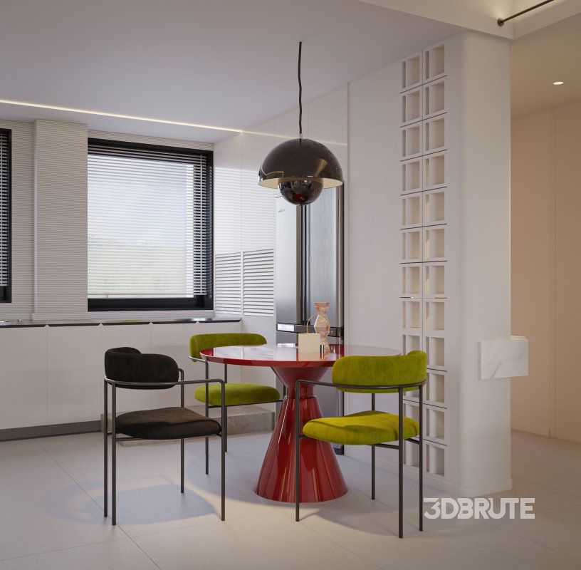 Modern living room and dining room interior scene Image 5