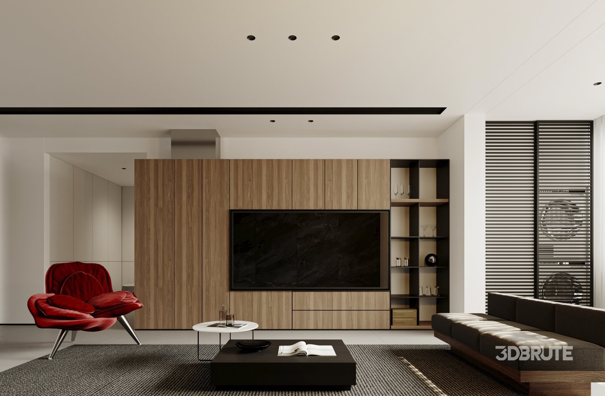 Modern living room and dining room interior scene Image 11