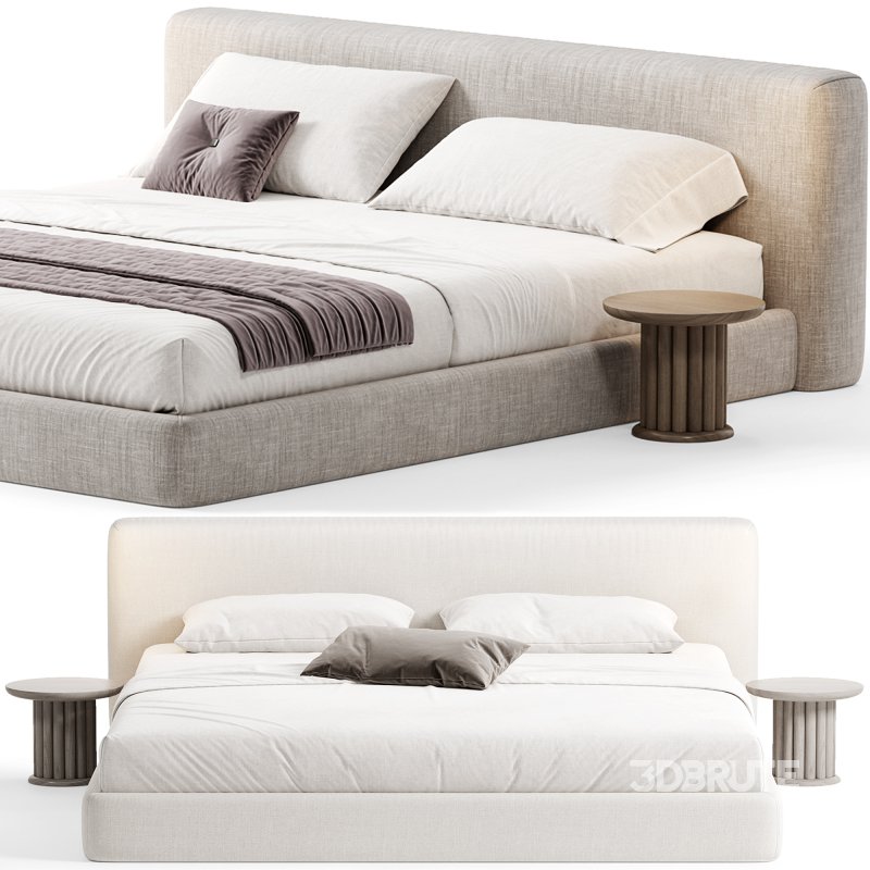 Amabilis Gray Cotton Linen Headboard Bed By Casaspace Image 6