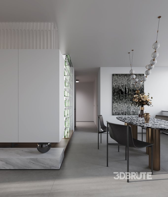 Modern living room and dining room interior scene Image 5