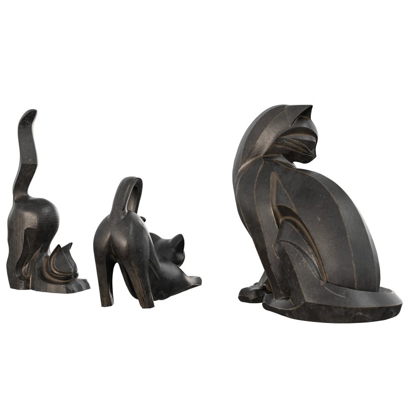 3 Cat Set Statue Image 1