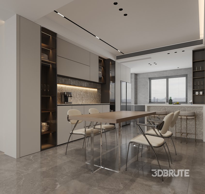 Modern living room and dining room interior scene Image 5