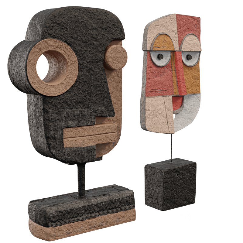 Abstract Tribal Mask Sculpture Image 3