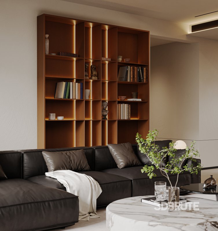 Modern living room and dining room interior scene Image 8