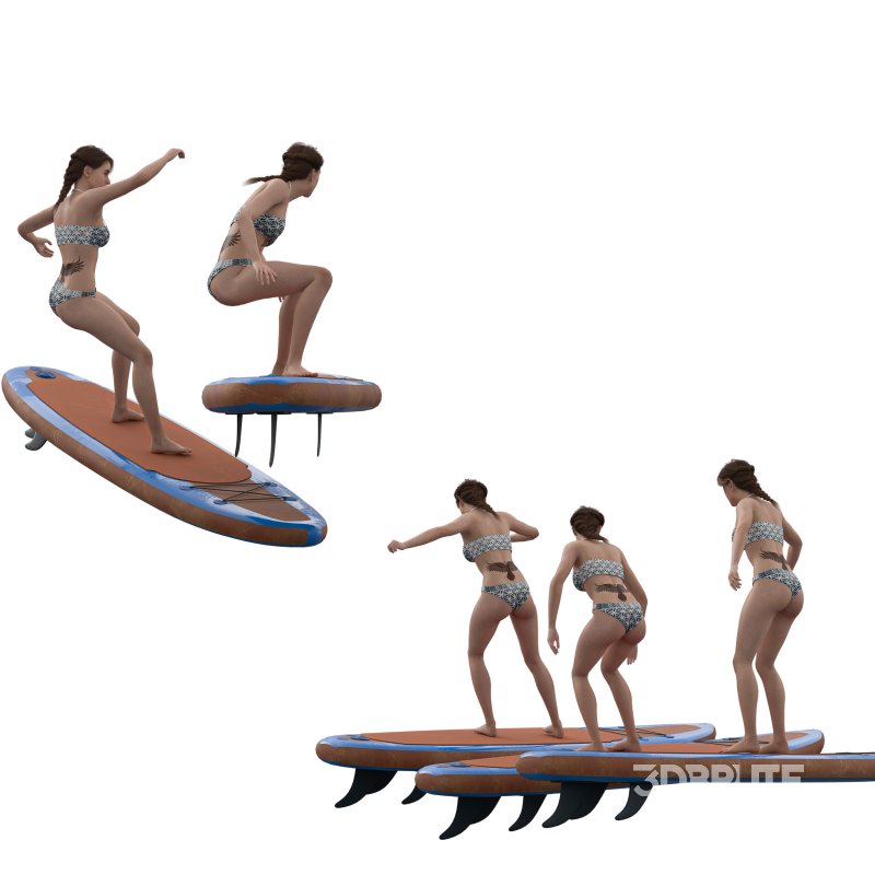 Woman with Paddle Board 05 Poses Image 1