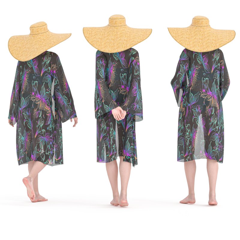 beachwear woman in 3 poses Image 3