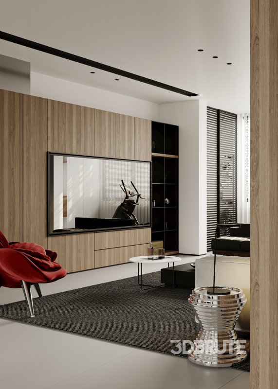 Modern living room and dining room interior scene Image 7