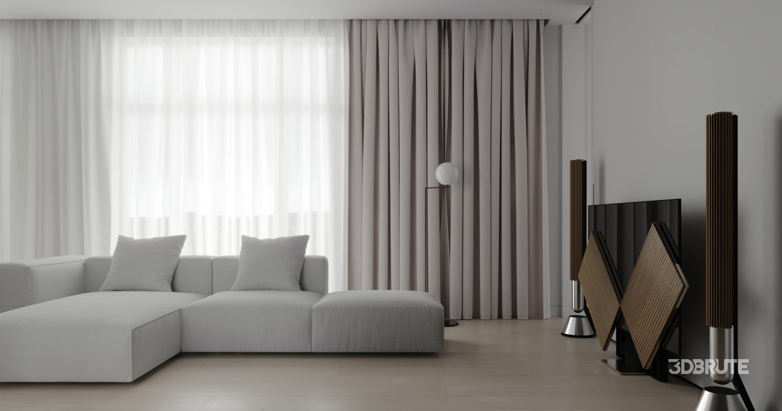 Modern living room and dining room interior scene Image 2