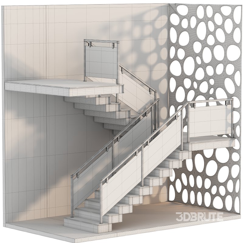 wooden staircase with brick wall Image 2