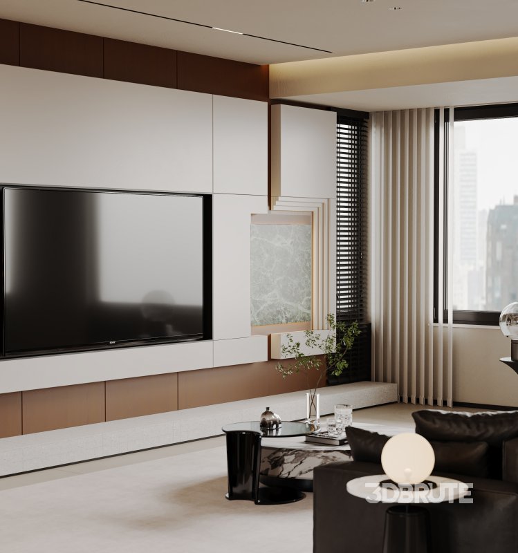 Modern living room and dining room interior scene Image 12