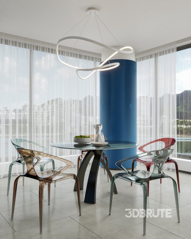 Modern living room and dining room interior scene Image 8