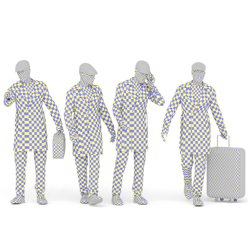 Travel Man in Trip With Coat in 04 Poses Image 2