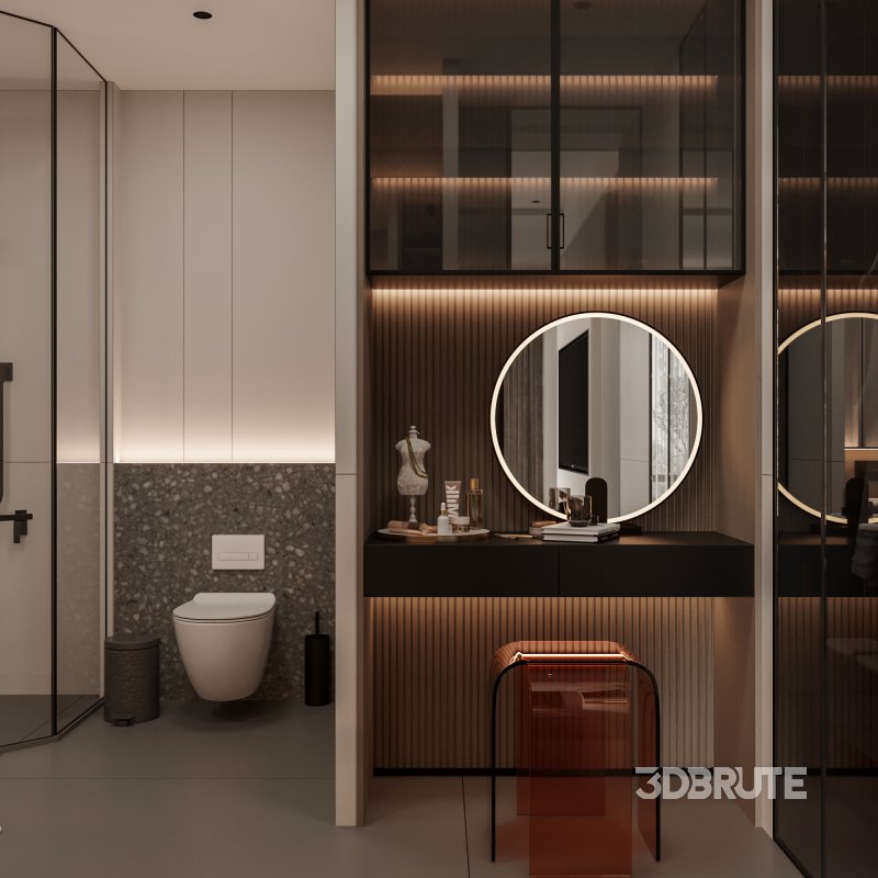 modern bedroom office room dressing room bathroom Image 8