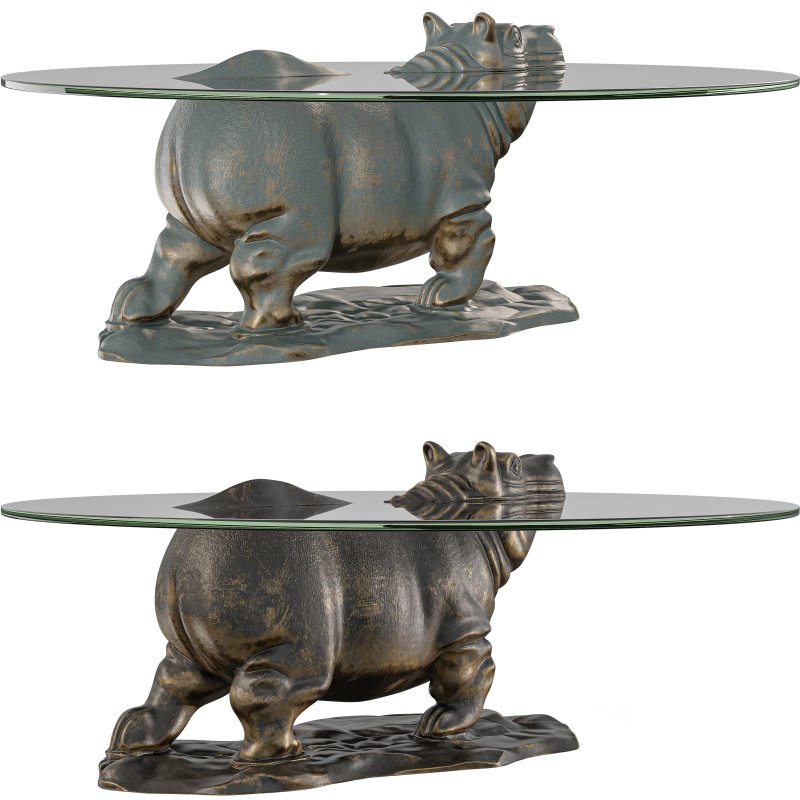 Playful Hippopotamus Coffee Table Whimsical Furniture Image 5