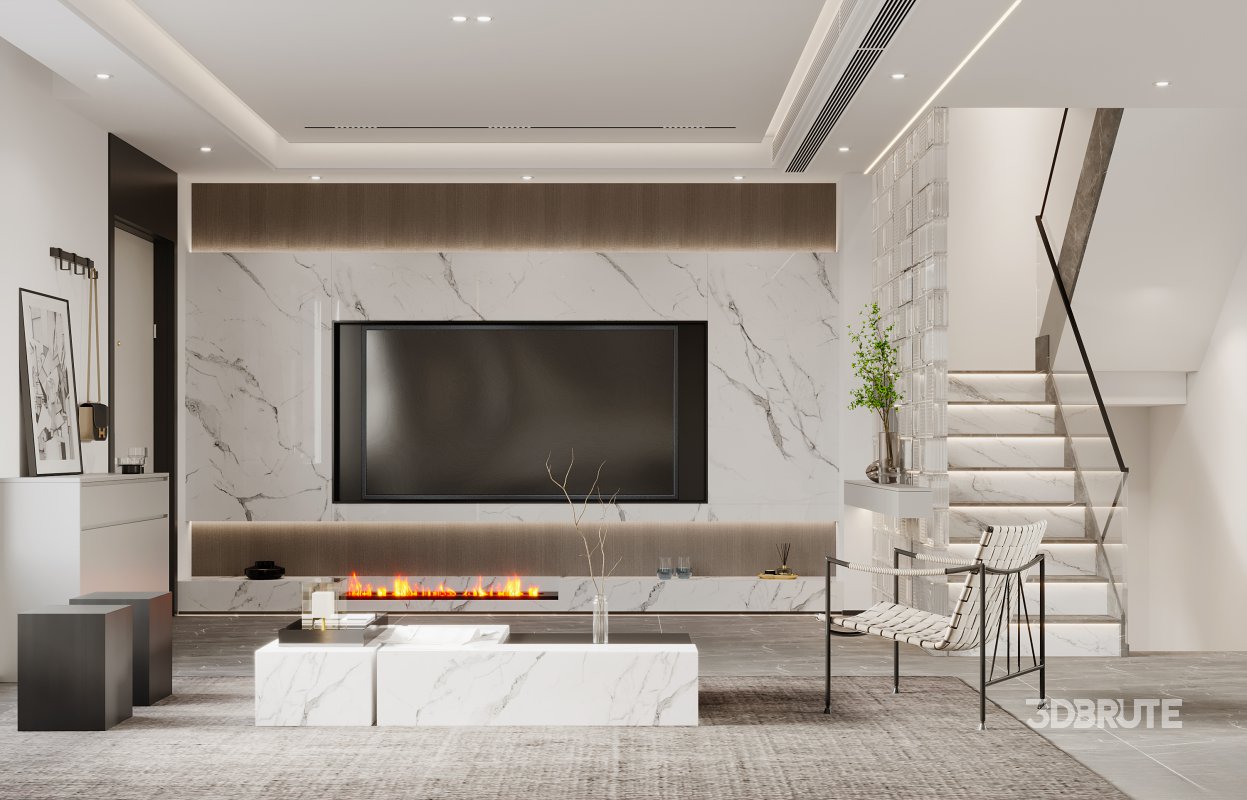 Modern living room and dining room interior scene Image 3